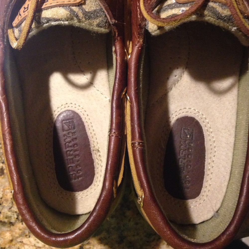 Brown Sperrys, Zebra Pattern With Sequins! Size 9 - image 3